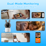 RH-BM11 Tuya WiFi Baby Monitor 5-Inch IPS 1080P HD Display with PTZ Camera Two Way Audio Temperature Humidity Sensor Smart Home Baby Monitors Set