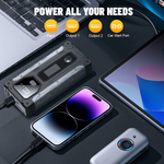12V 3000A Jump Starter Portable Car Battery Booster Power Bank 400 LED Light 3 Modes Smart Safety Clamps For Up To 9.0L Gas 7.0L Diesel Car Motorcycle Vehicles