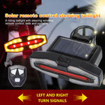 LinkMejor Bicycle Solar Charging Wireless Remote Control Turn Signal Taillights USB Rechargeable Waterproof Bike Rear Light for Outdoor Night Riding Safety