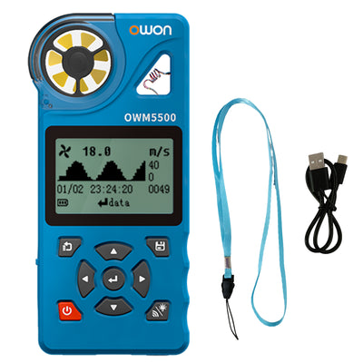 LinkMejor OWM5500 Smart Anemometer 7 Types of Measurements 8000 Sets Data Storage USB Type-C Rechargeable Lithium Battery Energy Efficient APP Remote Control Data Analysis