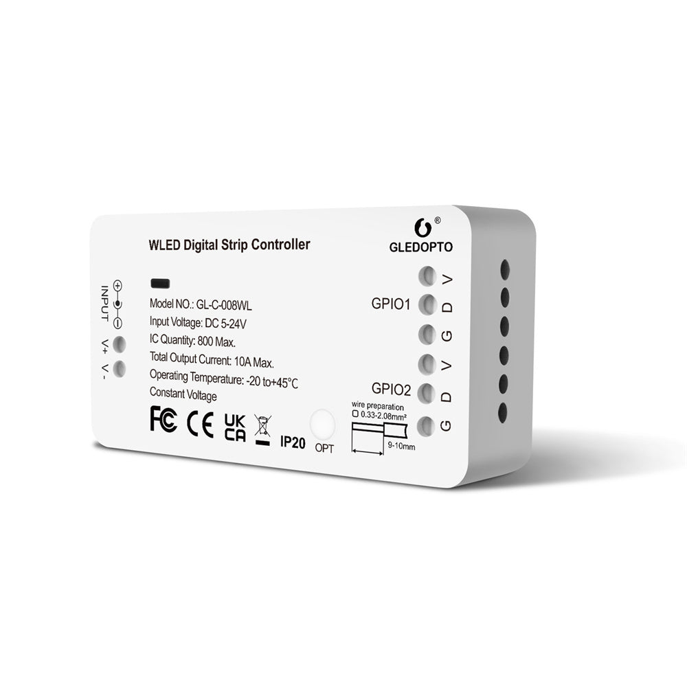 LinkMejor WLED Strip Light Controller 5-24V WS2812B WS2811 SK6812 TM1814 WS2813 WS2815 RGBIC LED Digital Strip Wifi Controller