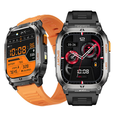 QX18 2.01-inch HD Screen GPS Compass 630mAh Battery LED Flashlight Voice Assistant bluetooth Call Heart Rate Blood Oxygen Monitor Sleep Monitoring Breathing Exercise Multi-sport Modes IP68 Waterproof Smart Watch
