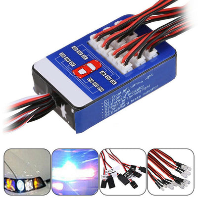 Simulation Flash Light 12 LED Lighting Kit Steering Brake for 1/10 Scale Models RC Car Yokomo Tamiya HSP HPI AXIAL RC4WD