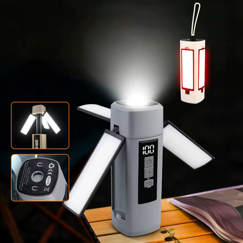 IPRee LED Camping Light Multifunctional Search Light 3 Light Modes Outdoor Camping Flashlight Foldable Camping Accessories