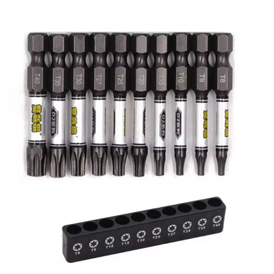 1/4 Screwdriver Bit Set 11pcs Magnetic Drill Bits Hex Shank Impact Driver Torx Cross Hex Plum Blossom Head White Grey