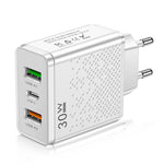 PD30W 3-Port USB PD Charger 2USB-A+USB-C PD QC3.0 Fast Charging Wall Charger Adapter EU Plug US Plug for iPhone 16 16 Pro 15 14 Plus 13 12 for Xiaomi 15 pro for Huawei Mate XT for Samsung Galaxy Z Flip6