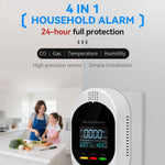 4IN1 CH4 Gas Carbon Monoxide Alarm CO CH4 Temperature Humidity Monitor LCD Color Screen High Precision Sensor Plug and Play Wall Mounted Safety