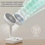 Double Head Desktop Oscillating Fan,360°Rotation USB Rechargeable 4000mAh Battery Powered Portable Automatic Rotating Table Fan 4 Gear Wind,For Home Office Wall Mounted Fan