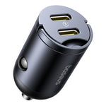 Baseus 30W 2-Port USB PD Car Charger Adapter USB-C+USB-C PD QC SCP FCP AFC Fast Charging for iPhone 16 16 Pro 15 14 13 Pro Max for Huawei Mate XT for Xiaomi MIX Fold4 for Samsung Galaxy Z Flip6