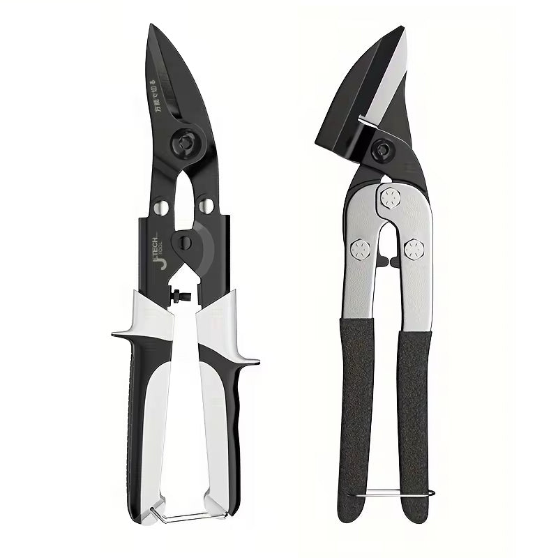 Industrial Chrome Vanadium Steel Aviation Snips 250mm Bent/Straight Head Non-Slip Handle Sheet Metal PVC Cutter HRC56