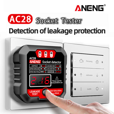 LinkMejor AC28 Digital Display Socket Tester UK US EU Plug Polarity Phase Pheck Detector Voltage Test Multi-function Electroscope