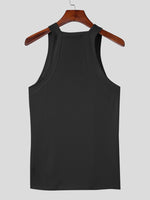 LinkMejor Mens High Elastic Solid Color Casual Tank Top