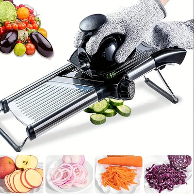 Multifunctional Vegetable Cutter Grater Food Slicer Adjustable Thickness for Cheese Fruits Vegetables Stainless Steel Food Cutter Slicer Dicer with Extra Brush for Kitchen