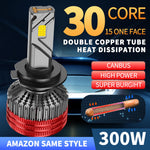 LinkMejor Q6 30000LM LED Car Headlight Bulbs 300W Hi-Low Beam Car Headlamps 6500K Bright White