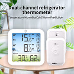 TS-8082 Wireless Temperature Humidity Monitor Dual Channel Refrigerator Thermometer with Backlight High Low Alarm Max Min Records -40℃ Wide Range Cold Chain Monitoring Alarms
