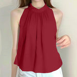 LinkMejor Elegant Style Womens Tank Vest Summer Sleeveless O-Neck Plain Casual Loose Camisoles Top
