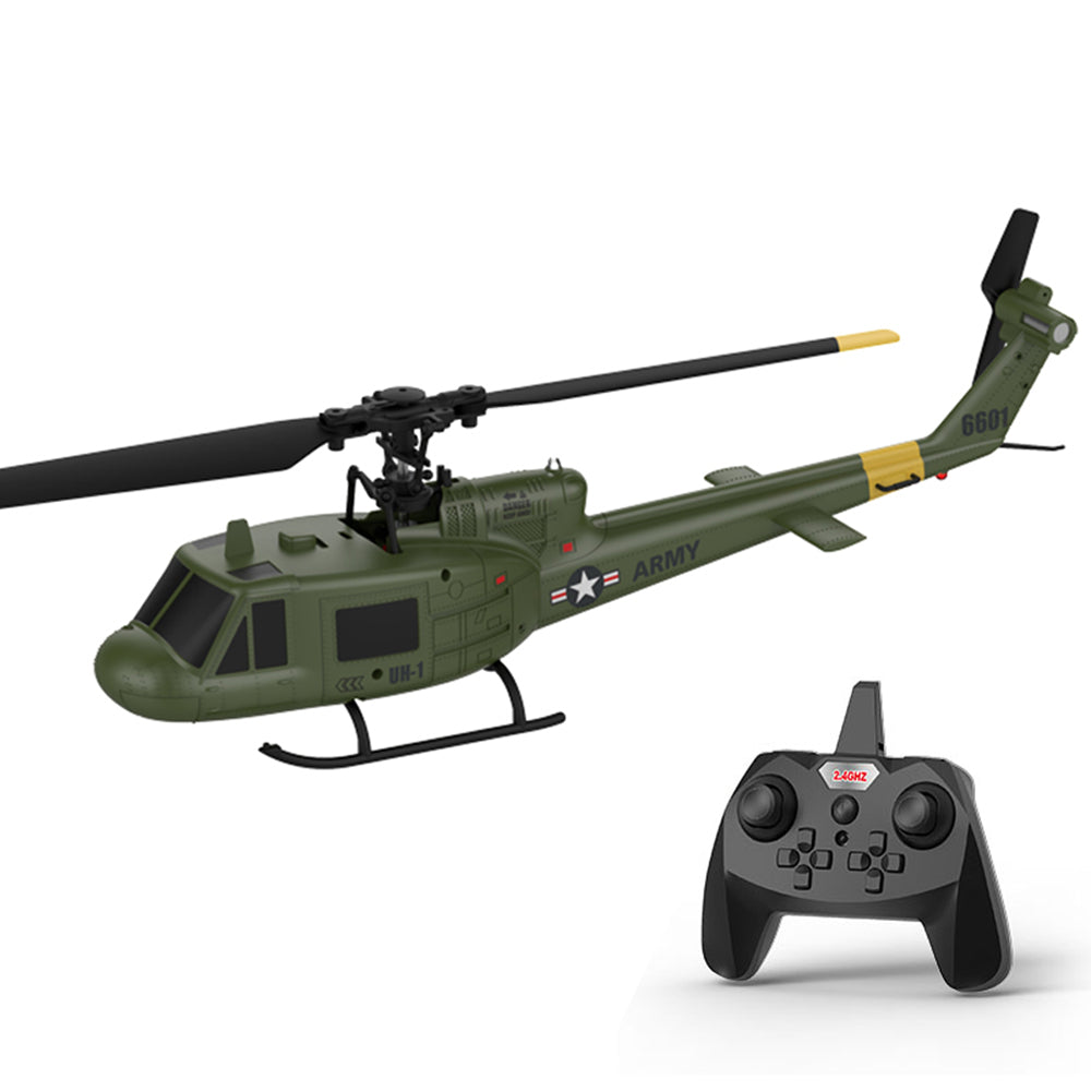 LinkMejor F06 UH-1 2.4G 4CH 1:48 Scale UH-1 Huey Optical Flow Localization Altitude Hold Flybarless RC Helicopter RTF