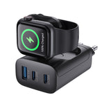 Bakeey WV33 43W 3-Port USB PD Charger with Smart Watch Wireless Charger Support QC PD Fast Charging Wall Charger Adapter EU Plug US Plug for iPhone 15 14 13 Pro for Samsung Galaxy Z Flip6 for Huawei Nova Flip for Apple Watch for Airpods