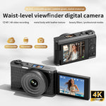DC203 12MP Waist-Level Digital Camera 4K Photo Video 28X Zoom Auto Focus Dual Screen Vlogging Camera for Photography 1200mAh OTG Transfer Portable Compact Creative Shot
