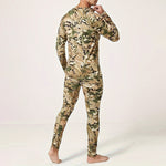 LinkMejor Men's Camouflage Thermal Underwear Set,Long Sleeve Top Pant Sports Warm Suit, Crew Neck, High Stretch Knit Fabric, Outdoor Hiking Base Layer Skinny Fit