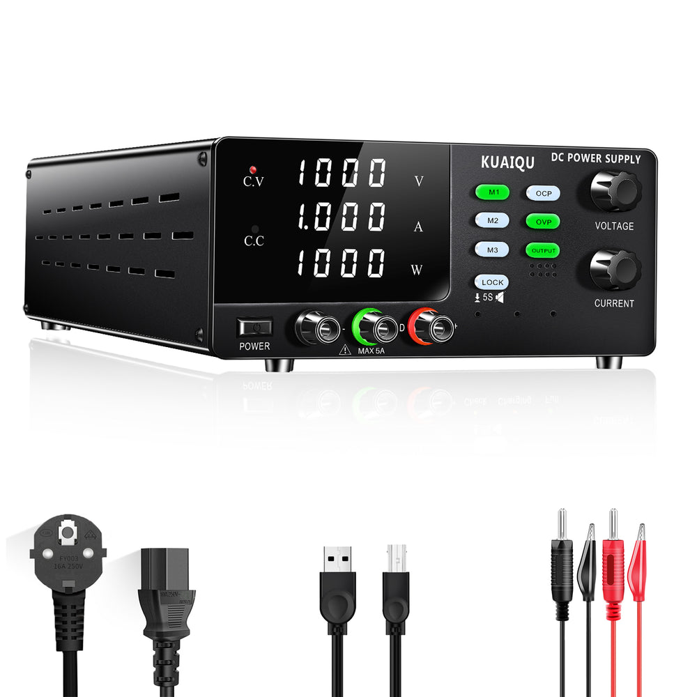 LinkMejor DC Power Supply 400V 600V 800V 1000V 1A RS-232 USB ommunication interfaces 4-Digit LCD Dual-Knob Encoder Memory Function OCP OVP Lock Bench Power Supply