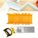Mitre Box and Hand Saw Set 12 inch ABS Plastic Multiple Angle Clamping Mitre Box with 14 inch Back Saw for Woodworking