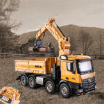LinkMejor 1538 1/14 2.4G 26CH Semi-alloy RC Car Grabbing Wood Dump Truck 3-in-1 Vehicle Model RTR