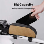LinkMejor Portable Bike Tube Bag Waterproof Big Capacity Top Zipper Hook Loop Strap Installation Nylon Bicycle Frame Bag for MTB Outdoor Riding