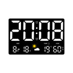 LinkMejor Large Digital Wall Clock Alarm Clock Large LED Display with Remote Control / Automatic Brightness / Indoor Temperature / Humidity / Date / Week / 12/24H For Home Office Classroom