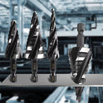 High Speed Steel Titanium Step Drill Bit Set 3PCS Spiral Flutes Hex Shank for Metal Works Drilling
