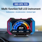 P25 Car HUD Head-up Display LCD OBD Multifunctional Incline Meter  Displaying Car Speed  Water Temperature  Fuel Consumption