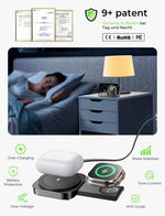 N4 15W Magnetic Wireless Charger Fast Wireless Charging Pad with Stand for Smart Phones for iPhone 16 16 Pro 15 14 13 Pro Max for Huawei Mate XT for Xiaomi 15pro for Samsung Galaxy Z Flip6 for AIrpods for Apple Watch