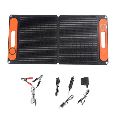 60W Monocrystalline Solar Panel Charger IP65 Waterproof ETFE Magnetic Handle USB 9V PD Output for Outdoor Camping and Hiking