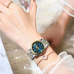 LinkMejor Women Luxury Quartz Watch Date Dial Analog Fashion Business Casual Wrist Watch Luminous Waterproof Steel Band Lady Watch