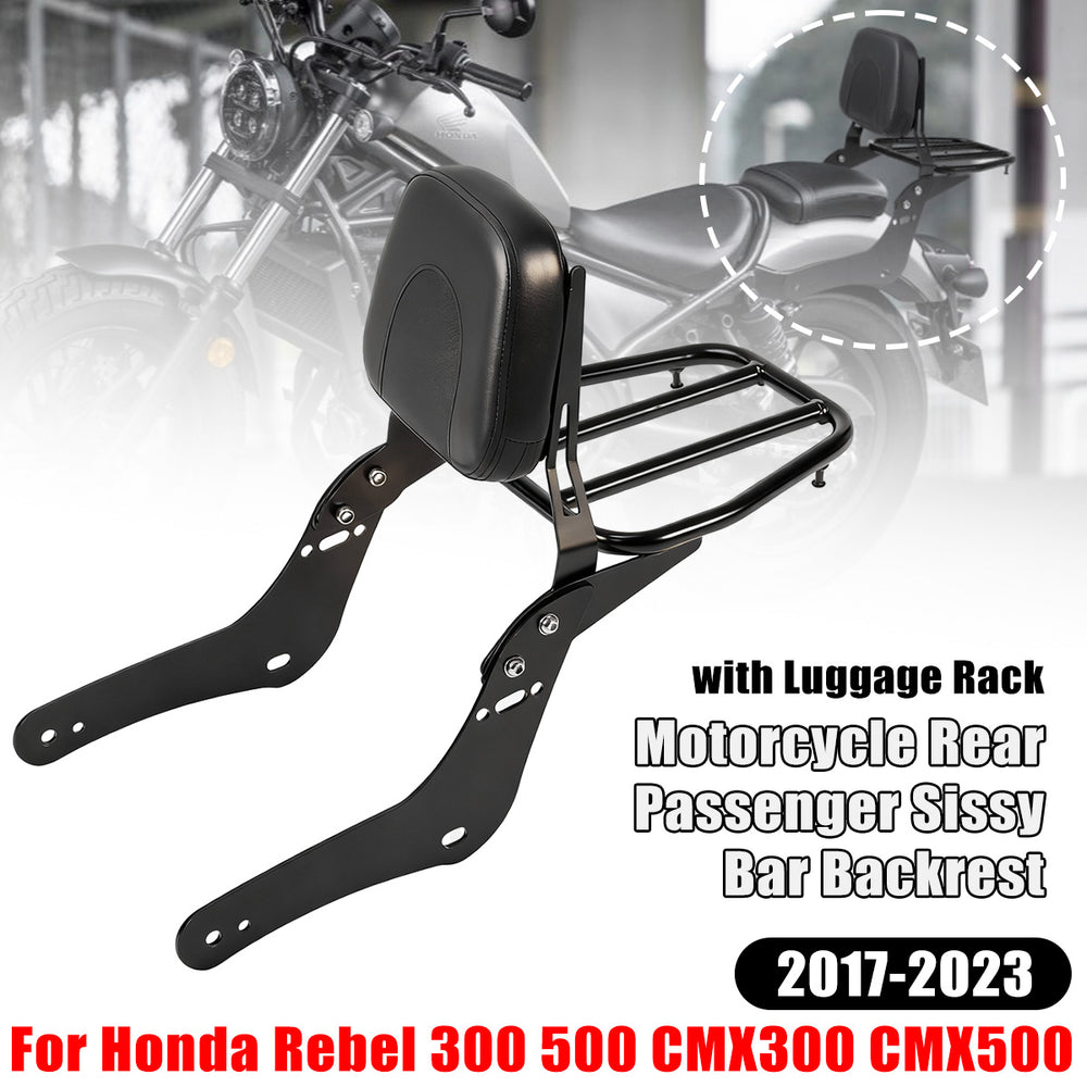 Motorcycle Detachable Rear Passenger Sissy Bar Backrest With Luggage Rack For Honda Rebel 300 500 CMX300 CMX500 2017-2023