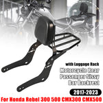 Motorcycle Detachable Rear Passenger Sissy Bar Backrest With Luggage Rack For Honda Rebel 300 500 CMX300 CMX500 2017-2023