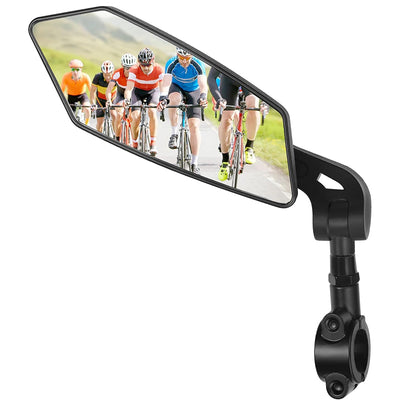 LinkMejor DH005 Bicycle Left Rear View Mirror Wide Range High-Definition Rear View Mirror Cycling Adjustable Bike Mirror for E-bike Scooter Motorcycle