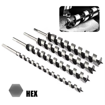 6PCS 6-16mm High Carbon Steel Woodworking Roller Drill Set 230mm Hexagonal Handle Fried Dough Twists Wood Tapper Door Lock Reaming Tool