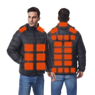 LinkMejor 4 Control 27 Zone Smart Heating Cotton Jacket DC-USB Dual Interface Men's Warm Winter Coat Comfortable Heated Clothing(No Battery)