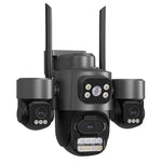 Guudgo 3MP 5X Zoom Triple Lens Security Camera Outdoor Wireless 360 View WiFi Cloud Storage AI Human Detection Night Vision Siren Alarm IP66 Weatherproof Outdoors Surveillance Camera