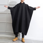 LinkMejor Autumn Winter New Men's Loose Black Coats Stylish Irregular Hooded Cloak FashionLong Sleeve Trench Outwear Jackets S-5XL