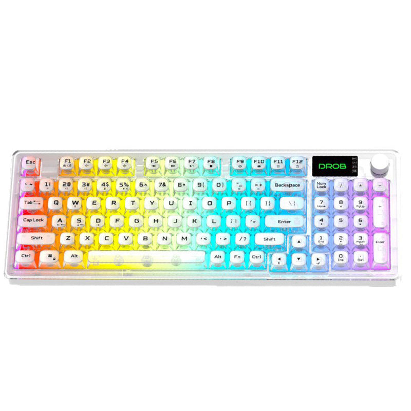 L2 Tri-Mode Wireless AI Keyboard with Multifunctional Knob RGB Backlit 2000mAh 94 Keys Office Mute Keyboards