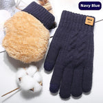 LinkMejor Touch Screen Double-Layer Thick Velvet Thermal Winter Gloves for Men Women Coldproof Warm Knitted Gloves for Outdoor Sports Skiing Cycling