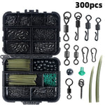 Anmuka 300pcs Carp Fishing Tackle Kit with Quick Change Rolling Swivels Speed Links Anti-winding Sleeves Hook Stops Beads Screws Rigs Fishing Accessories
