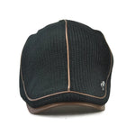 Collrown Knitted Berets Patchwork Leather Brim Men Flat Cap Retro Visor Hat Autumn Winter Warmer Casual Crochet Hat Forward Cap