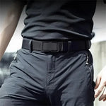 120cm Automatic Buckle Men Belt Lightweight Wear-Resistant Adjustable Nylon Webbing Strap for Outdoor Work Belt