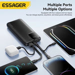 LinkMejor ES-D023 22.5W 37/74Wh 10000/20000mAh Digital Display Power Bank with 2 Integrated Cables External Battery Power Supply with 2 Inputs & 4 Outputs Support PD QC2.0/3.0 SCP FCP PPS AFC Fast Charging for iPhone 16 15 14 Pro Max for Huawei for SAMSUNG