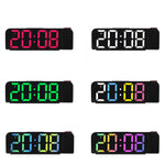 Versatile Colorful LED Digital Alarm Clock with 180 Degree Projection Adjustable Brightness /Indoor Temperature Dual Power Source Large Screen 12/24H For Home Office Classroom