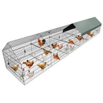 Metal Chicken Coop, 21ft x 3.5ft Chicken Run Pen for Yard with Cover Outdoor Metal Portable Chicken Tractor Cage Enclosure Crate Outside for Small Animals Duck Rabbit Hen