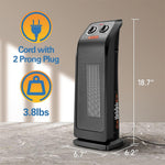 [US Direct] ECOWELL 18" Tower Heater for Indoor Use, 1500W Fast Heating Ceramic Electric Heater with Thermostat, 3 Modes, Tip-Over Protection, 60° Oscillating Portable Space Heater for Office Bedroom EHT180